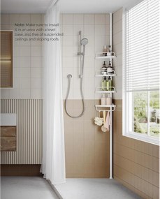 Fürdőszoba sarokpolc állítható, fehér 85-305cm