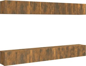 vidaXL 8 db füstös tölgy színű szerelt fa TV-szekrény 60 x 30 x 30 cm