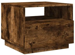 Füstös tölgy színű dohányzóasztal LED-lámpákkal 50x49x40 cm