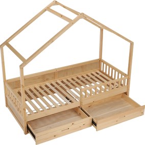 Montessori ágy, 90x200, természetes, tömör, BIANKA