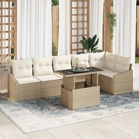 Kerti Kanapé Szett 7 pcs Beige és krém 100 x 55 x 73 cm