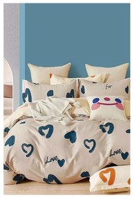 Bézs egyszemélyes hosszabbított háromrészes renforcé pamut ágyneműhuzat lepedővel 160x220 cm Amore – Mila Home