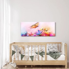 Kép - pillangó a virág felett, absztrakció (120x50 cm)