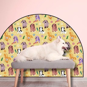 PIPPER. Védő textil falmatrica – Ív – Színes kutyák Méret: 120x96cm, Indíték: név nélkül