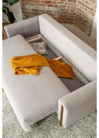 Bézs kordbársony kinyitható-tárolóhelyes kanapé 244 cm Arcadova – ELTAP