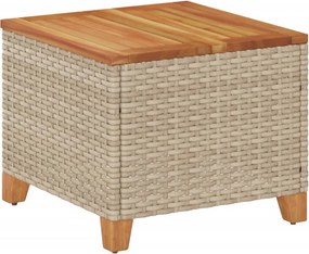 vidaXL bézs polyrattan és akácfa kerti asztal 45 x 45 x 37 cm