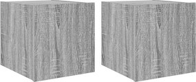 vidaXL 2 db szürke sonoma fali TV-szekrény LED-ekkel 30,5x35x30 cm