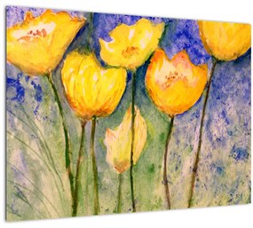 Kép - sárga tulipán (üvegen) (70x50 cm)