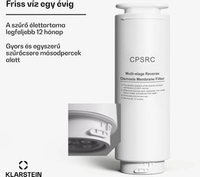 Klarstein VitalPour csereszűrő 75G, 99,99 %-ot eltávolít, CF + PPC + RO membrán
