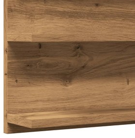 kézműves tölgy szerelt fa tükrös fürdőszobaszekrény 90x11x45 cm