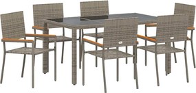vidaXL Kert étkező szett 7 pcs Szürke polirattan