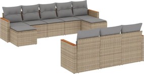 vidaXL 10 részes vegyes bézs polyrattan kerti ülőgarnitúra párnákkal