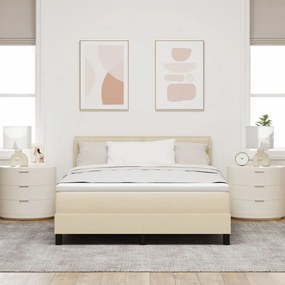 vidaXL Ágykeret Matrac és LED Világítással Krém Színben 140x200 cm Szövet