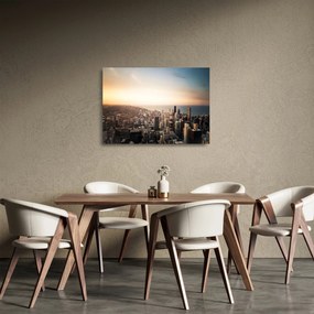 Naplemente képe a város felett (üvegen) (70x50 cm)