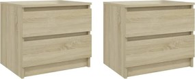 vidaXL 2 db sonoma tölgy színű szerelt fa éjjeliszekrény 50x39x43,5 cm