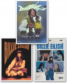 3 db-os poszter szett A4 21x30 cm – Billie Eilish poszter 3 db