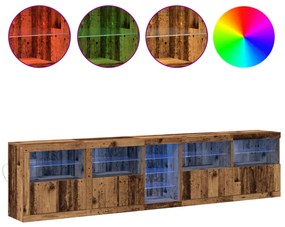 LED világítással rendelkező oldalboard Régi fa 283x37x67 cm Mérnöki fa