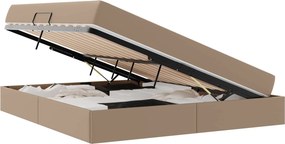 vidaXL Ágy tárolóval és matraccal matracmal 2 pcs Cappuccino Bőr
