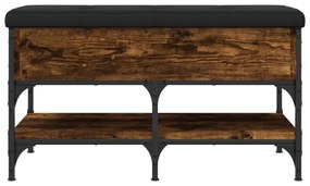 füstös tölgy színű szerelt fa cipőtároló pad 82 x 42 x 45 cm