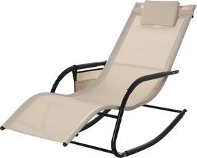 Outsunny Hintázó Szék Kerti Szék Rocker Fém Hálós Bézs 150 x 62 x 88 cm | Aosom