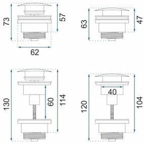 Rea Rea, univerzális mosdó leeresztő csavar, ClickClack típusú, réz matt, REA-A5632