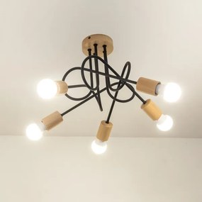 Felületre szerelhető csillár OXFORD 5xE27/15W/230V fenyő/fekete