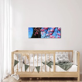 Kép festett cseresznyevirágok (órával) (90x30 cm)