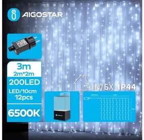 Aigostar - LED kültéri karácsonyi fényfüzér 200xLED/8 funkciós 5x2m IP44 hideg fehér