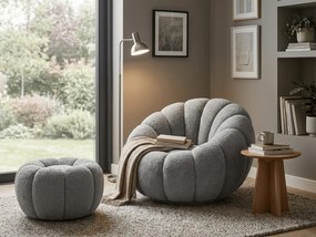 Design fotel BLOOM lábtartóval, szürke