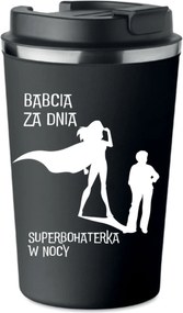 Prémium termo bögre fekete Nagymama Szuperhős Ajándék KT_255
