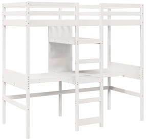 fehér tömör fenyő galériaágy-keret matrac nélkül 80 x 200 cm