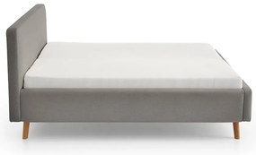 Világosszürke kárpitozott franciaágy ágyrács nélkül 180x200 cm Mattis – Meise Möbel