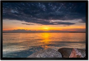 Poszter keretben 60x40 Sziklák Tenger Nap