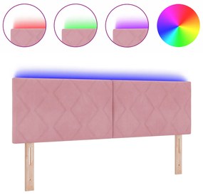 LED Fejtámla Gyémánt Blokk Dizájn Rózsaszín 144 cm Bársony