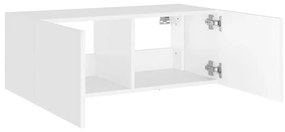 fehér falra szerelhető TV-szekrény LED-lámpákkal 80x35x31 cm