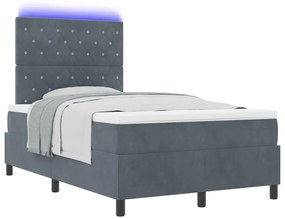 Boxspring Ágy Mattal &amp; LED Sötétszürke 120x190 cm Bársonyos