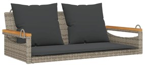 szürke polyrattan hintapad párnákkal 109 x 62 x 40 cm