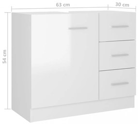magasfényű fehér szerelt fa mosdószekrény 63 x 30 x 54 cm