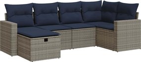 vidaXL 6 részes szürke polyrattan kerti ülőgarnitúra párnákkal