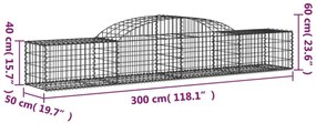 9 db íves horganyzott vas gabion kosár 300x50x40/60 cm