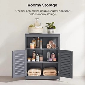 Tárolószekrény, szekrény lamellás ajtókkal és állítható polccal, szürke