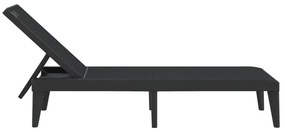 antracitszürke PP napozóágy 186 x 60 x 29 cm