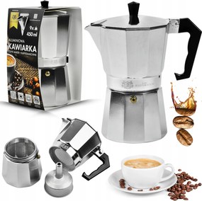 Kávéfőző Kávé/tea Készítő 450ml Rozsdamentes Acél Gáz 9 csésze Espresso