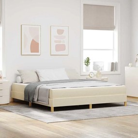 Boxrugós ágy Krém és barna 180 x 200 cm Textil és mérnöki fa