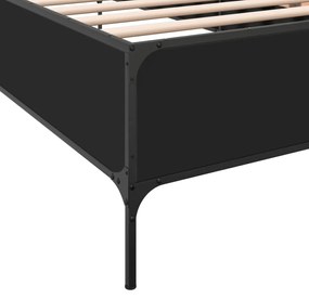 fekete szerelt fa és fém ágykeret 90 x 200 cm