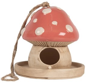 Kerámia gomba alakú madárház 13x13 cm