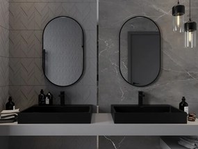 Mexen Loft ovális fürdőszobai tükör 85 x 50 cm, fekete keret - 9851-085-050-000-70