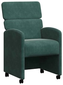 Kerekes Étkező Székek 2 pcs Sötétzöld 58 x 65 x 98 cm Bársony