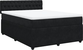 vidaXL fekete bársony rugós ágy matraccal 140 x 190 cm