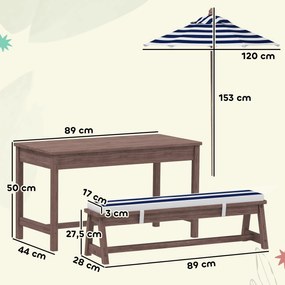 AIYAPLAY Kültéri Gyermekkert Bútor Szett, Gyermek Piknik Asztal Padokkal, Párnákkal és Leszedhető Napernyővel, Kerthez, Gyephez, Kempingezéshez, Tenge